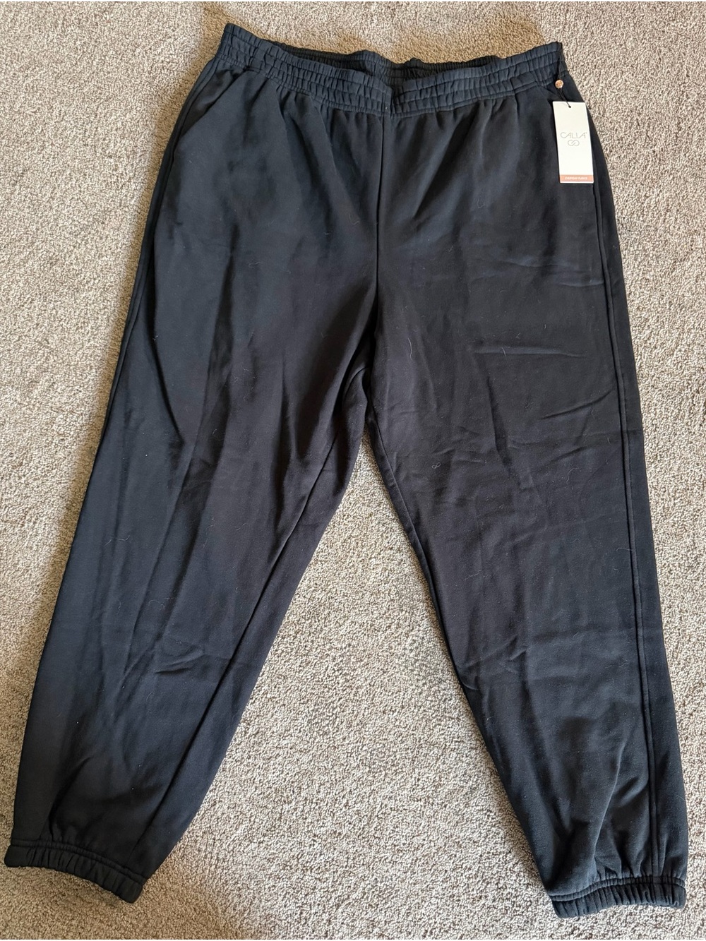 CALIA Black Everyday Fleece High-Rise Jogger